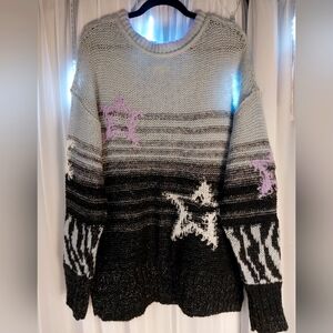 Anthropologie Pilcro Oversized Sweater w/ Star Pattern and a Bit of Sparkle!